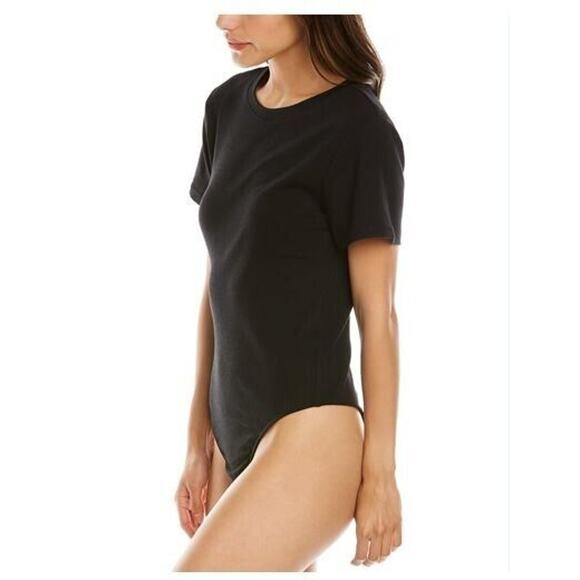 New WeWoreWhat Short Sleeve T-Shirt Bodysuit Jersey Knit Black Classic Medium - Picture 2 of 4